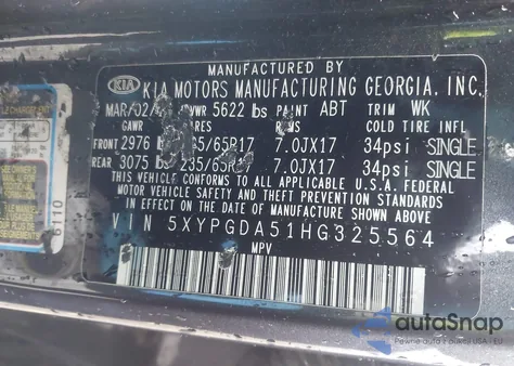 2017 Kia Sorento 3.3L Lx from USA, damaged, VIN 5XYPGDA51HG325564